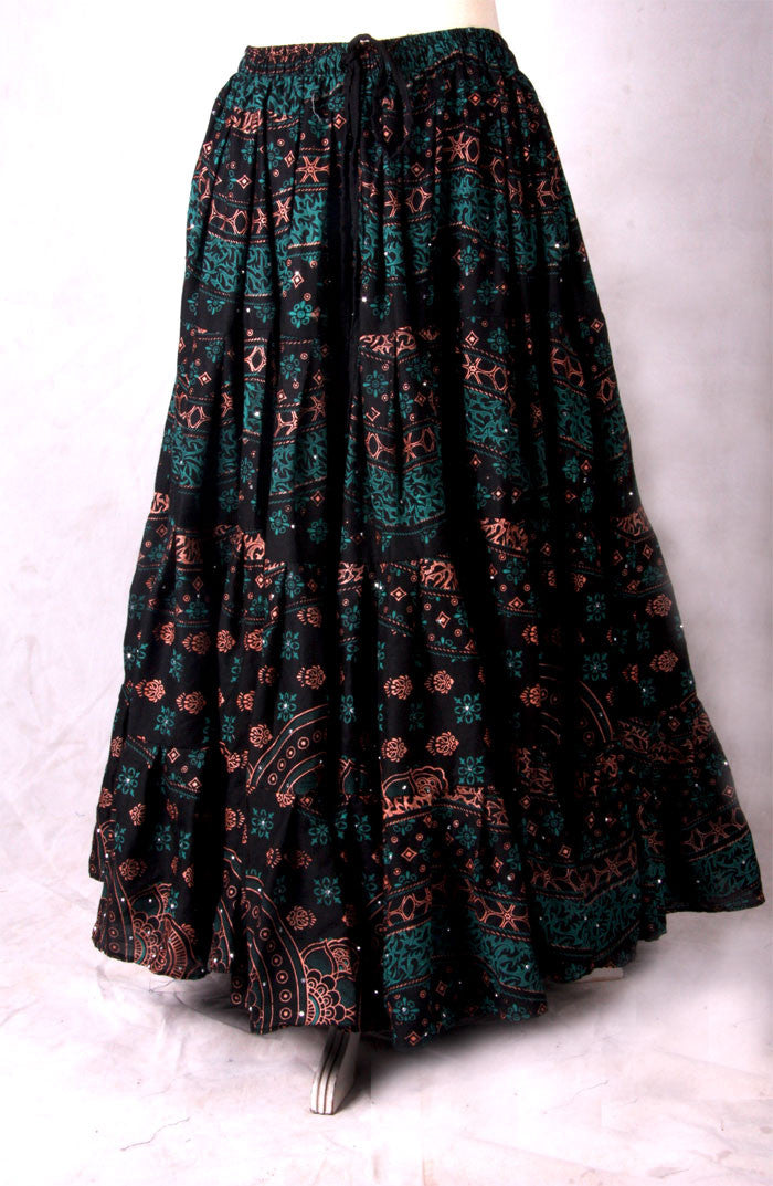 Block print skirt seagreen WLS