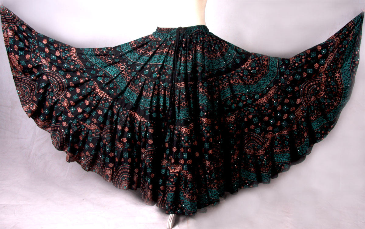 Block print skirt seagreen