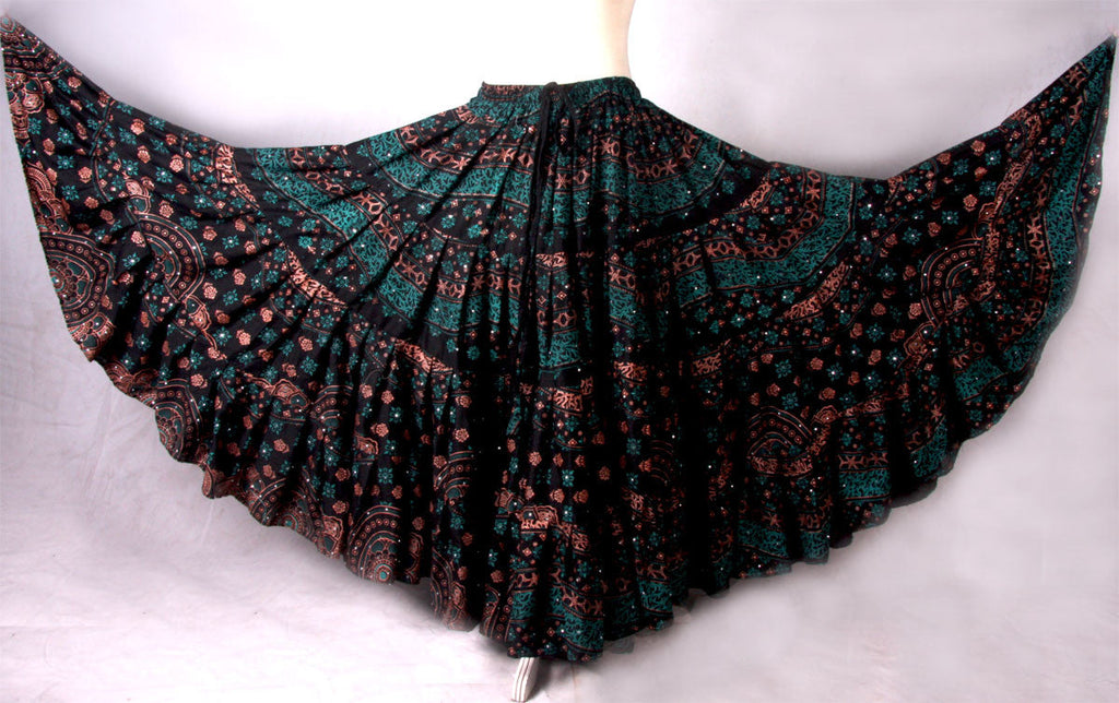 Block print skirt seagreen WLS