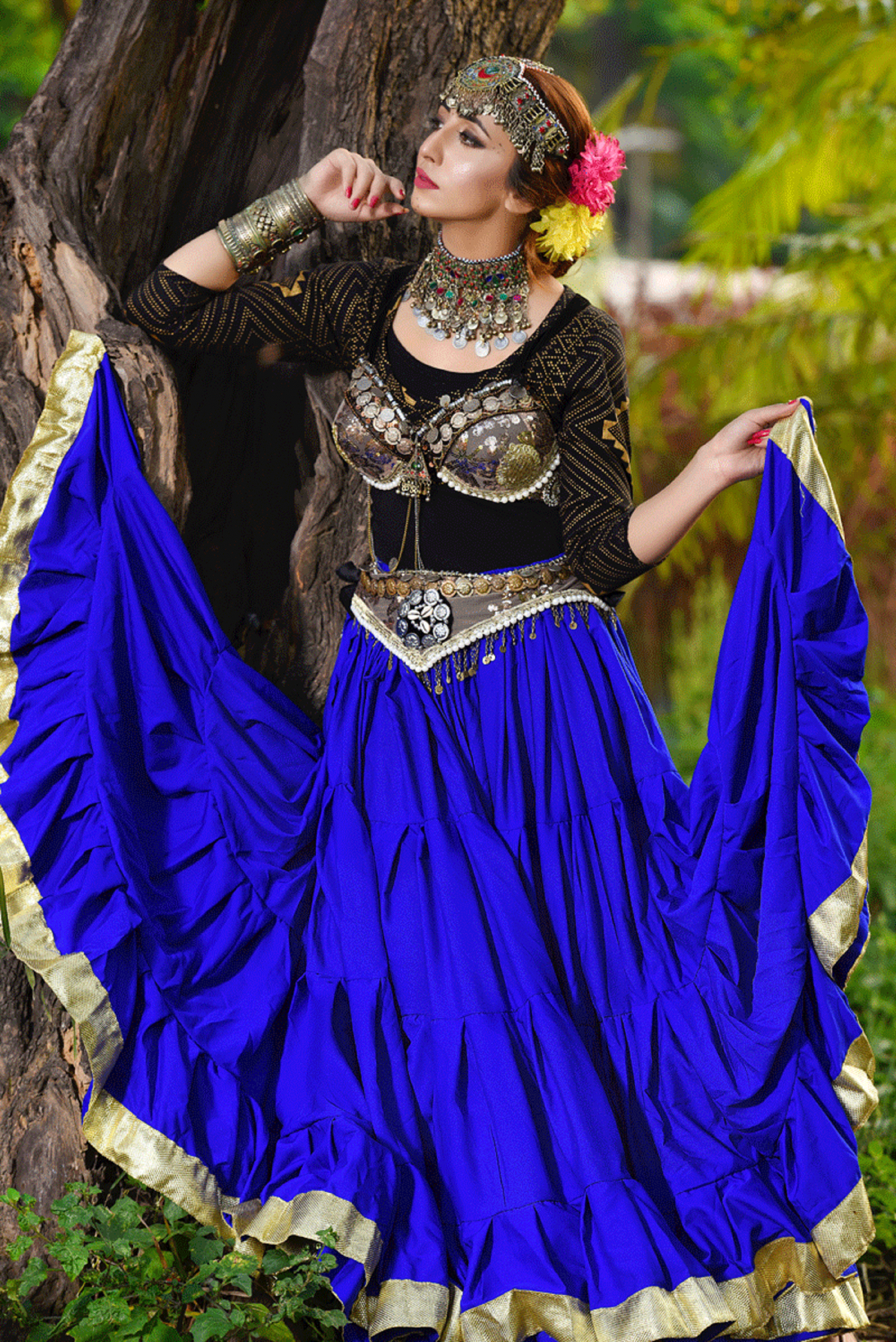 Gold border Skirt Blue WLS