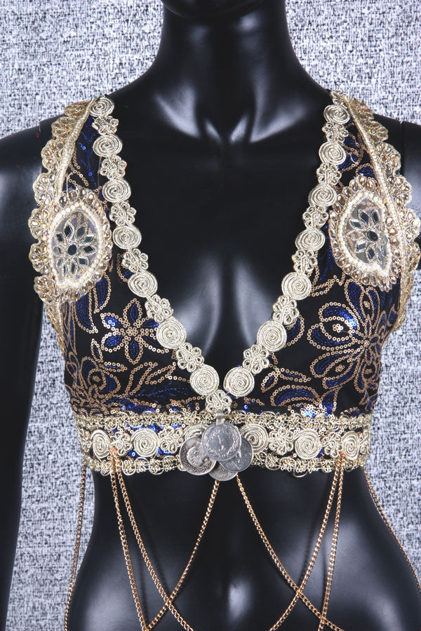 Halter Top Blue/Gold