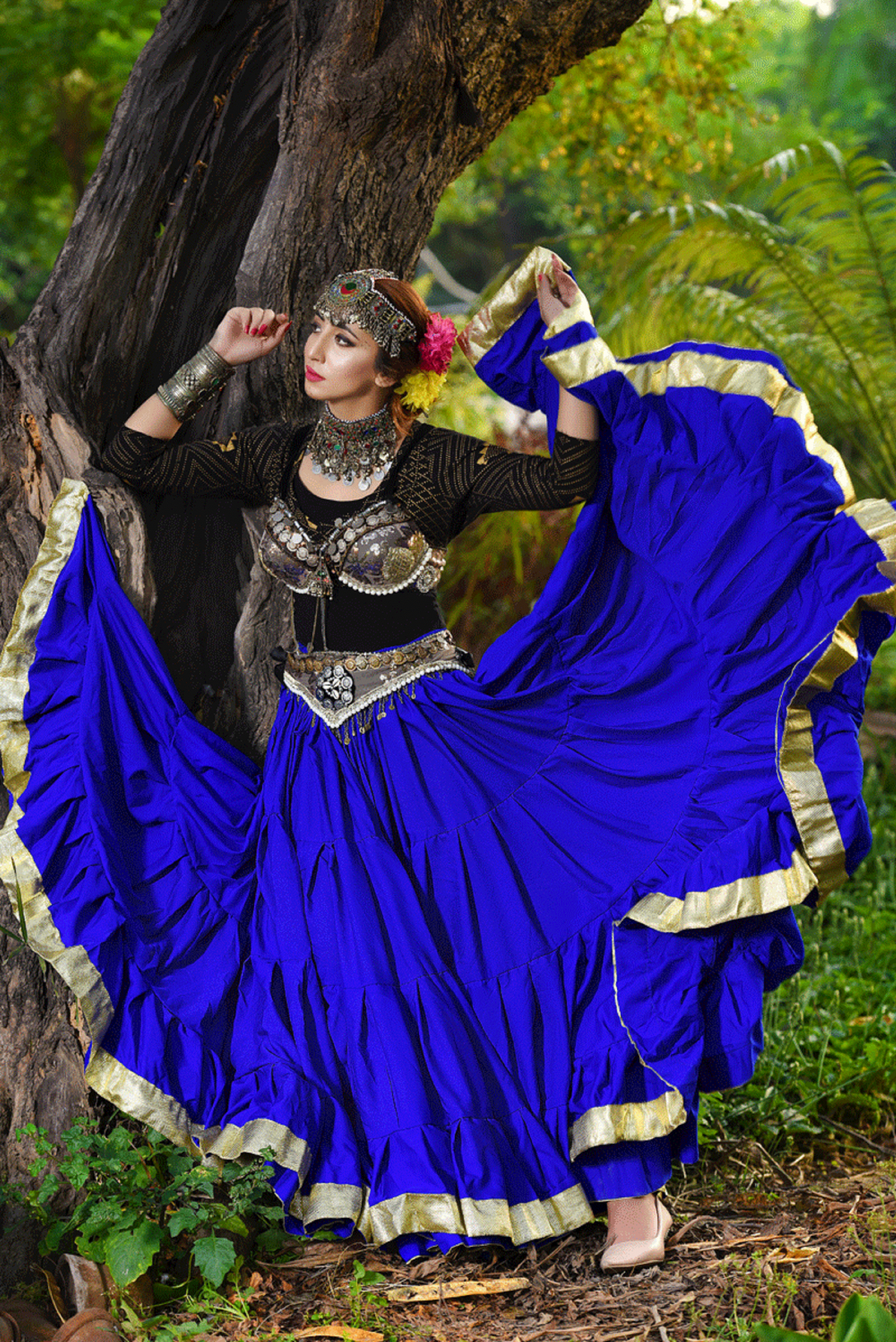 Gold border Skirt Blue WLS
