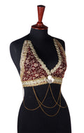 Halter Top Burgundy Gold WS