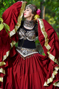 Gold border Skirt burgundy WLS