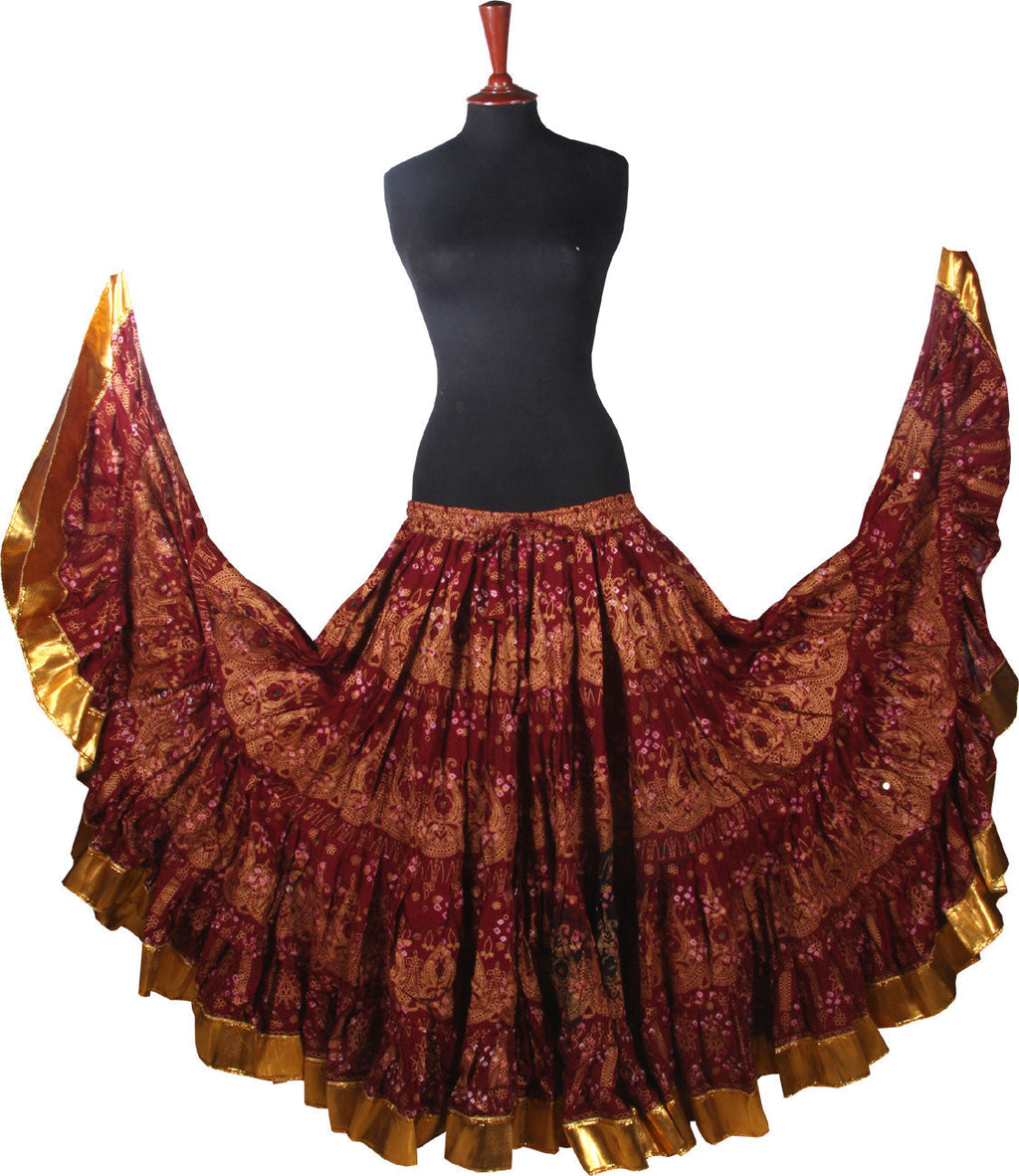 Block print skirt Jaipur Beauty 4 Border skirt with shiny trim WLS