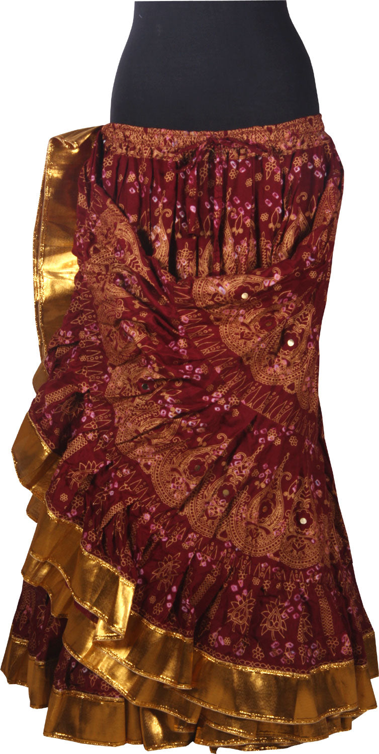Block print skirt Jaipur Beauty 4 Border skirt with shiny trim WLS