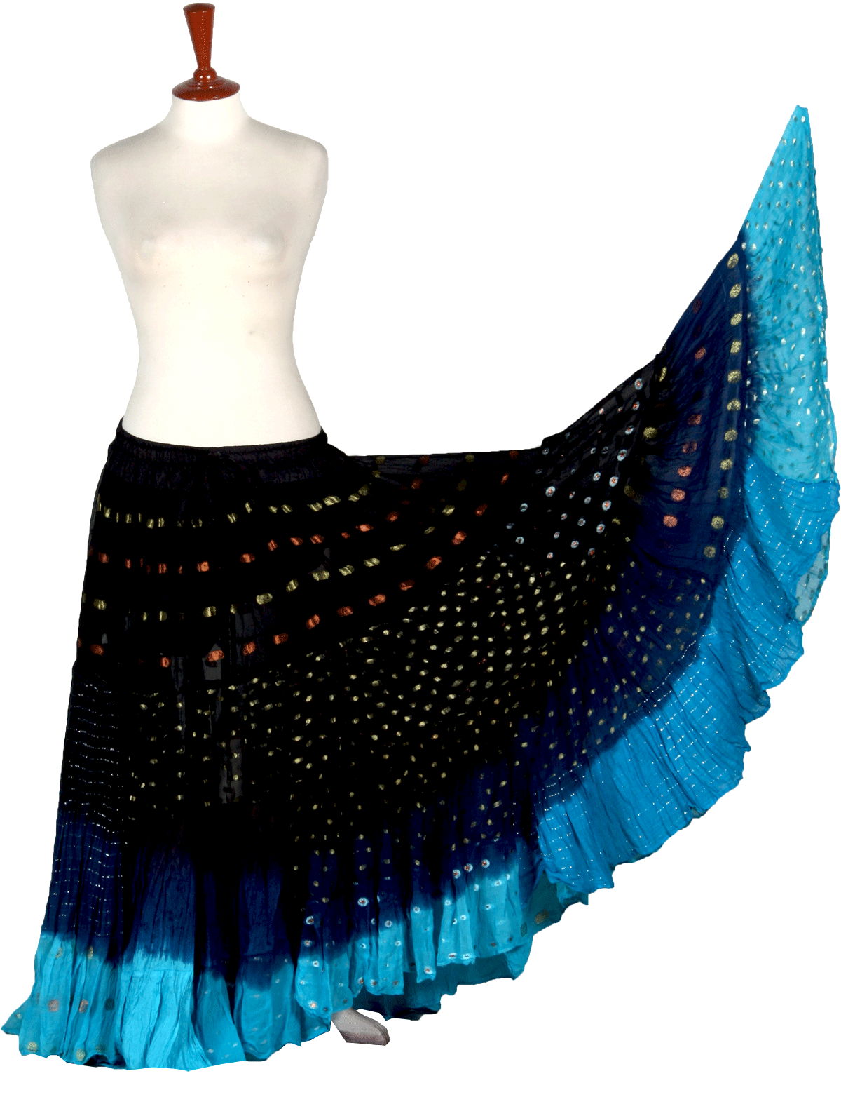 Lurex 3Tone Skirt Black/Blue/Turquoise WLS