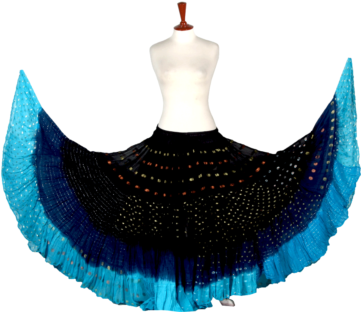 Lurex 3Tone Skirt Black/Blue/Turquoise WLS