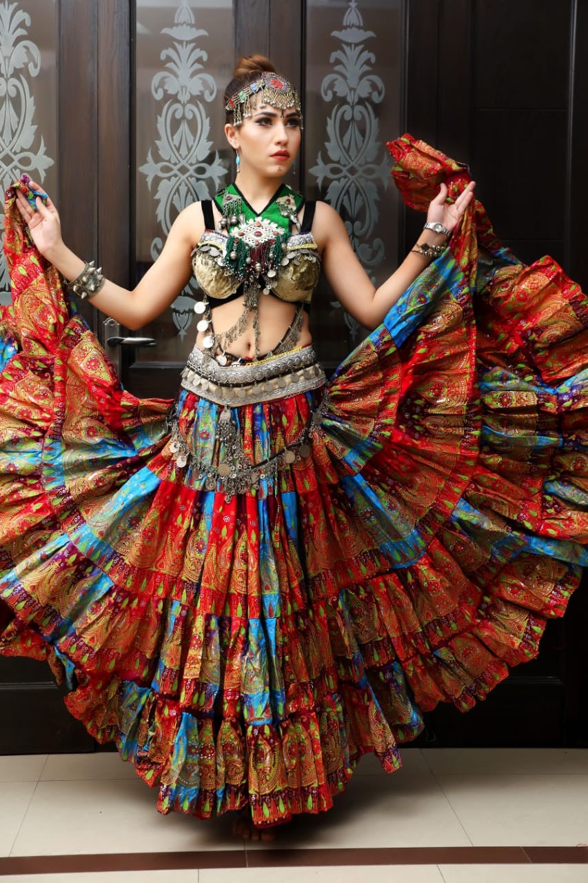 Block print skirt tie dye Beauty 4 Border skirt multi
