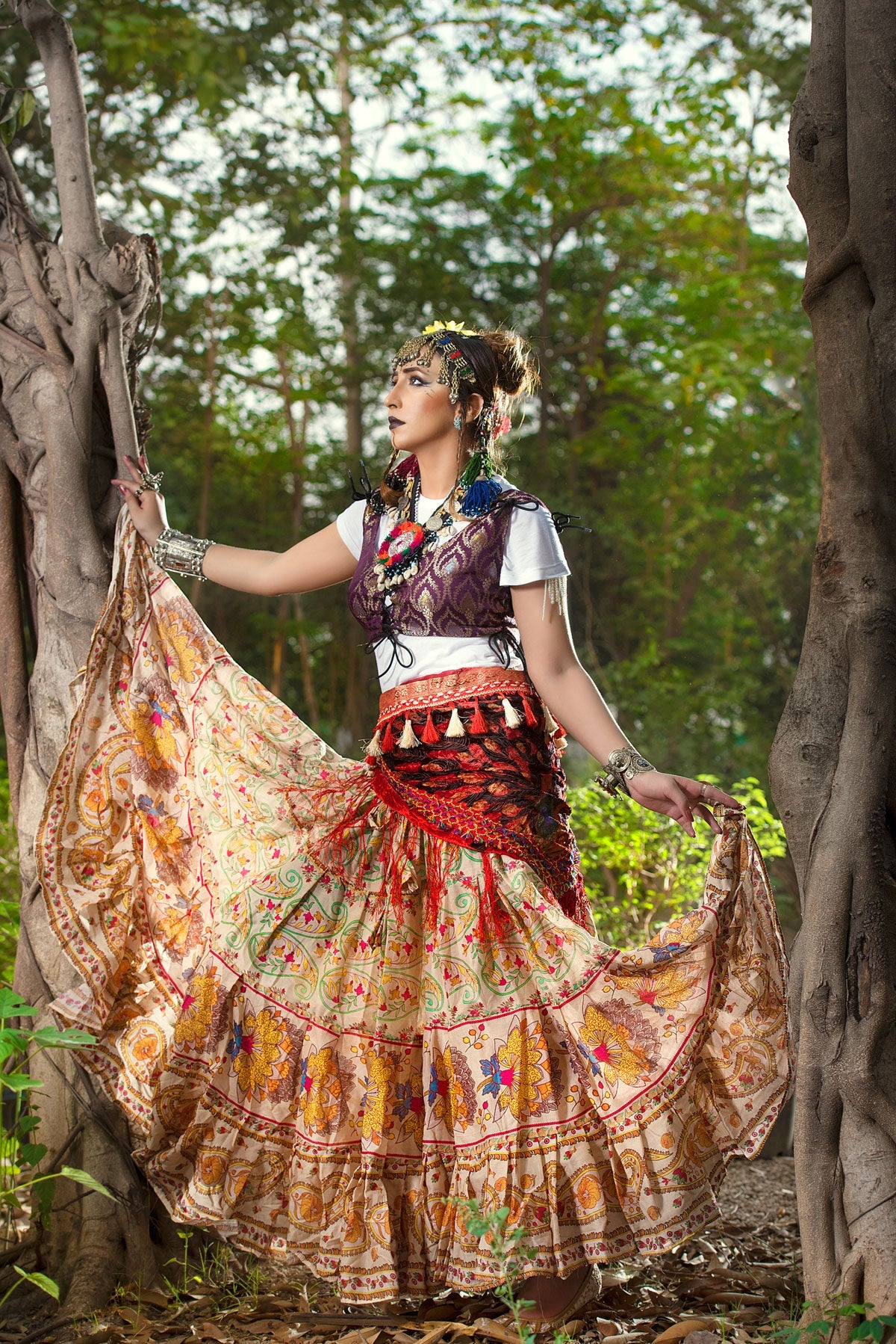 Digital print Skirt unique art gold