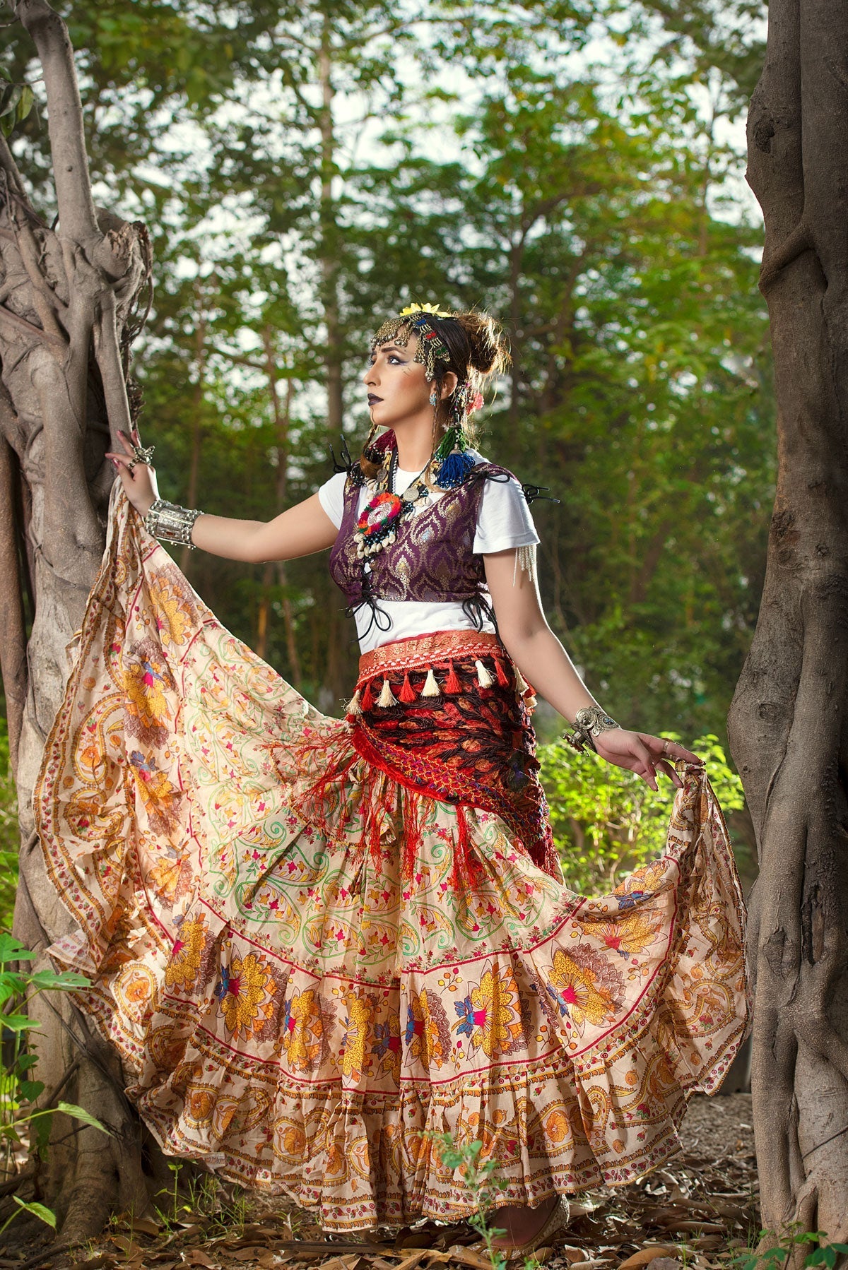 Digital print Skirt unique art gold WLS