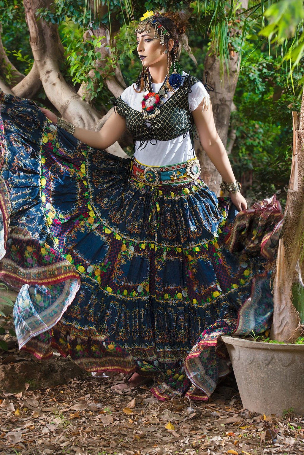 Digital print skirt blue ocean