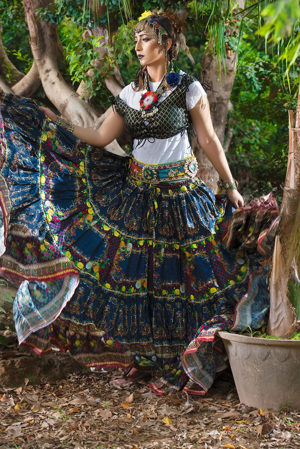 Digital print skirt blue ocean WLS
