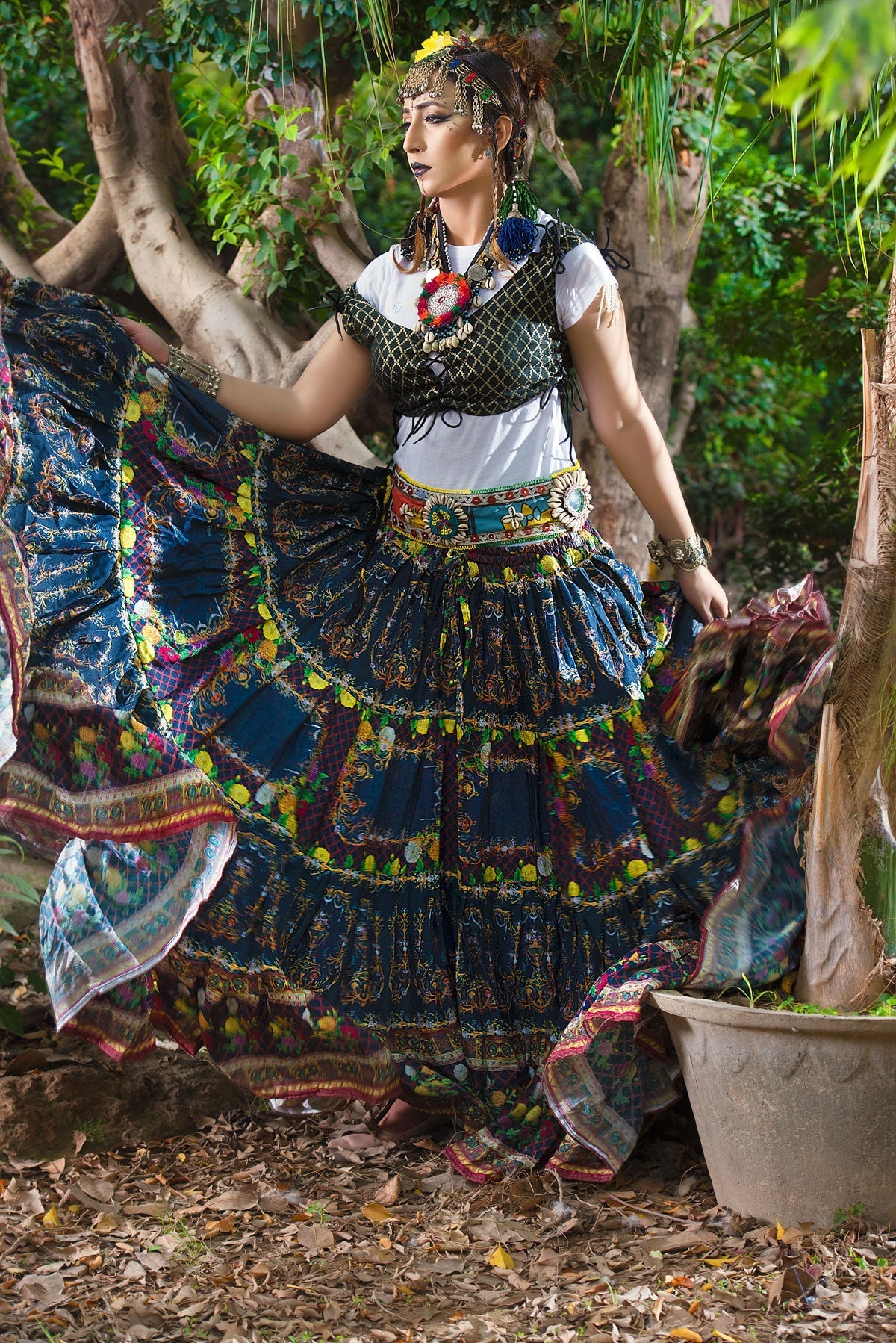 Digital print skirt blue ocean WLS