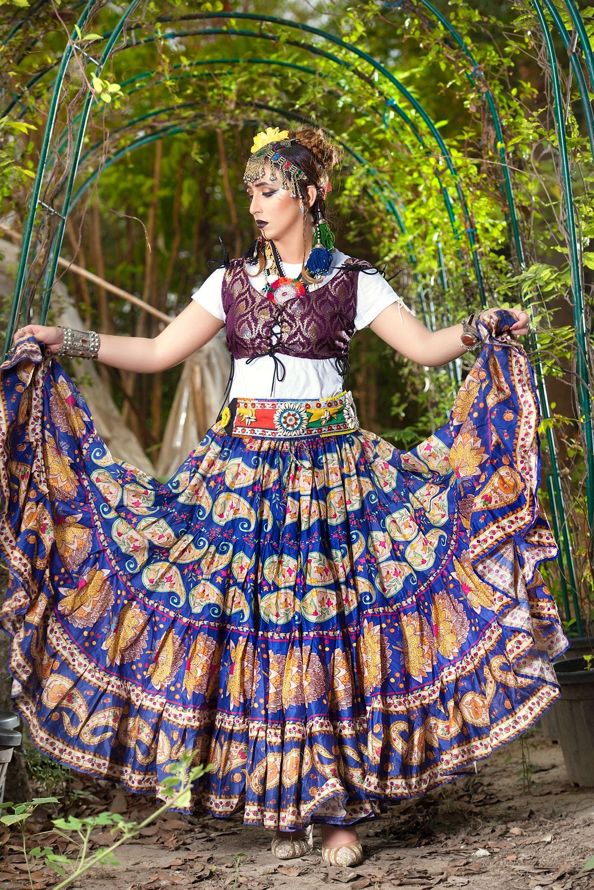 Digital print Skirt unique art blue