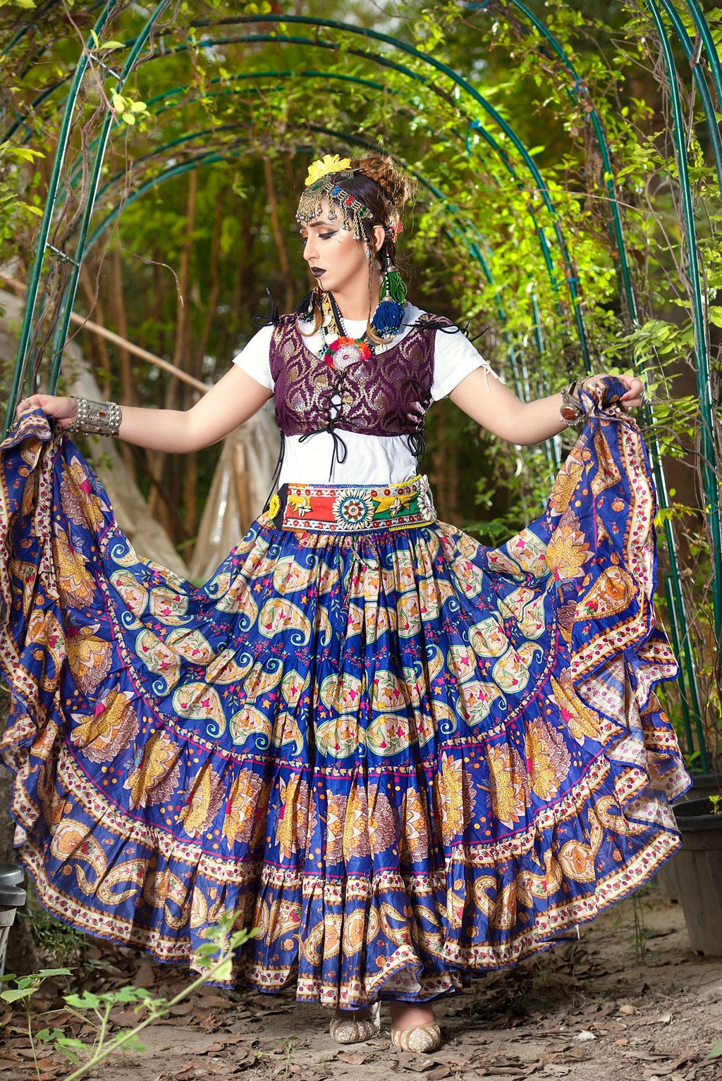 Digital print Skirt unique art blue WLS