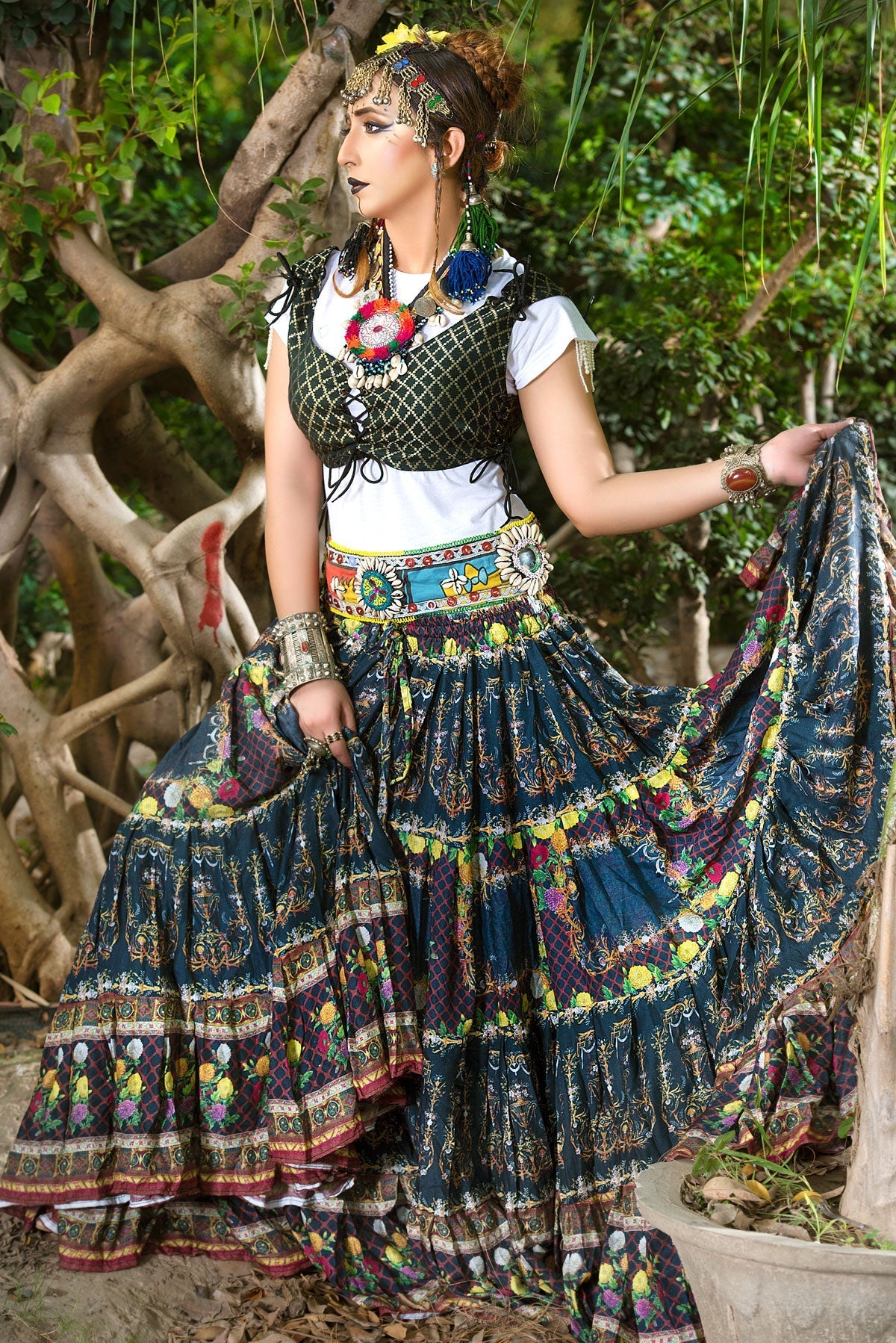 Digital print skirt blue ocean WLS