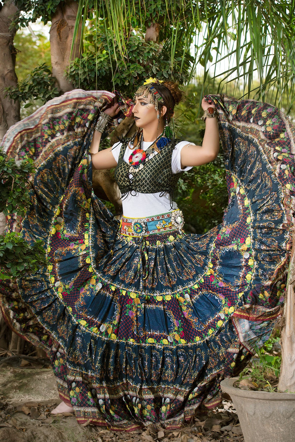 Digital print skirt blue ocean