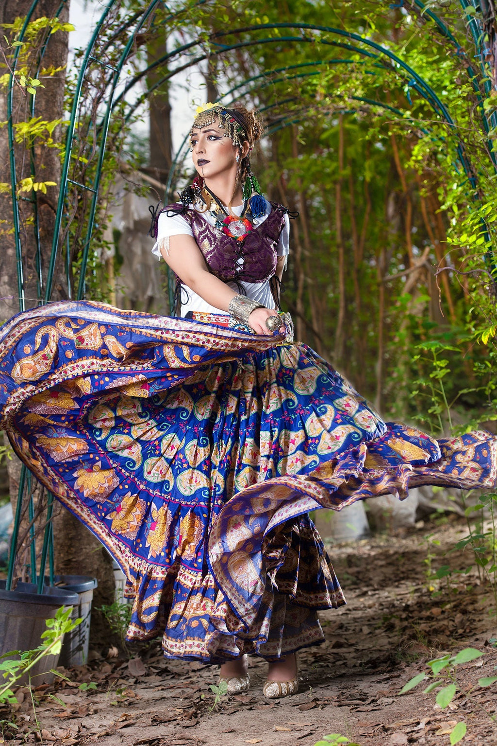 Digital print Skirt unique art blue WLS