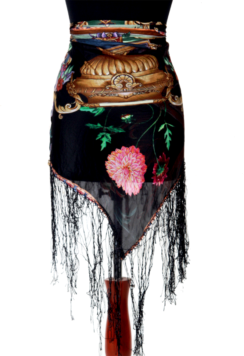 Digital print real silk hipscarf WS