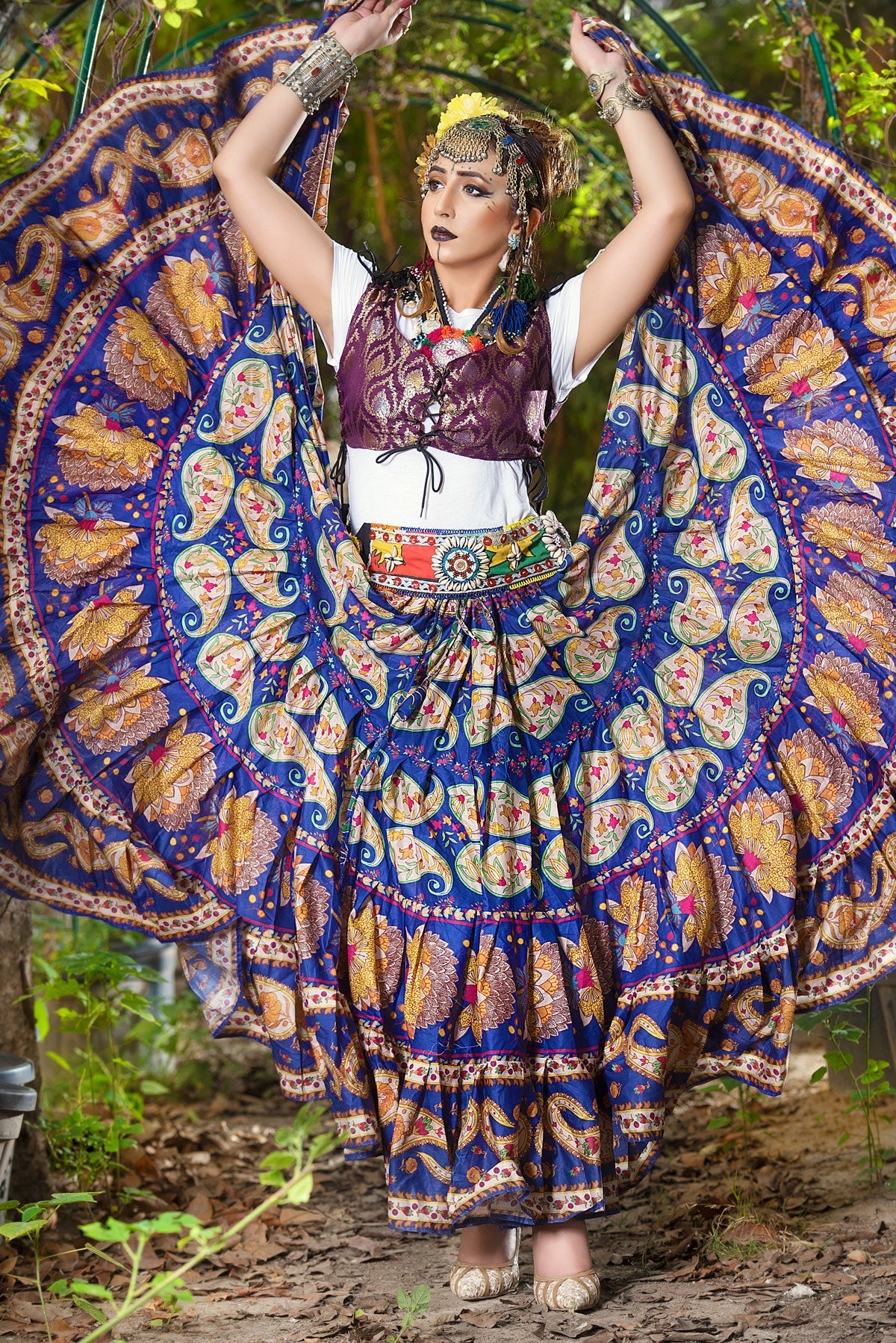 Digital print Skirt unique art blue WLS