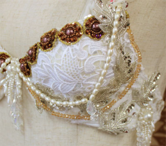 Peacock bra belt set white/silver