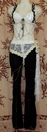 Gothic bra belt set white/black
