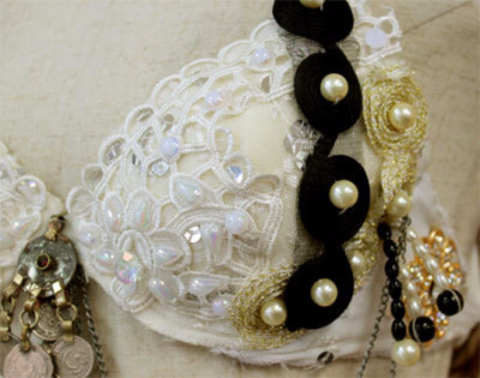 Gothic bra belt set white/black