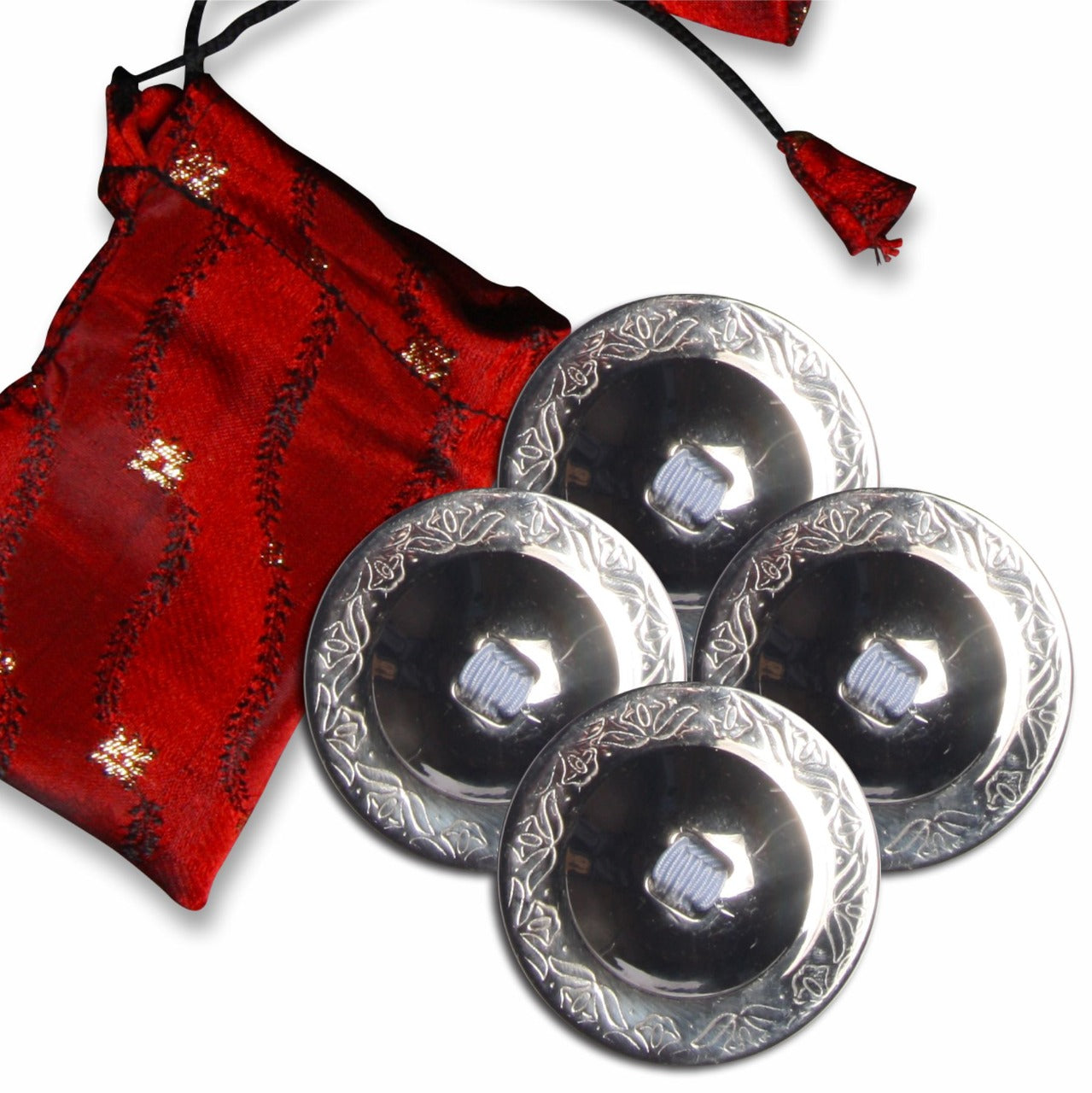 Finger Cymbals / Zills Silver finish 100% Brass 4 pcs Set