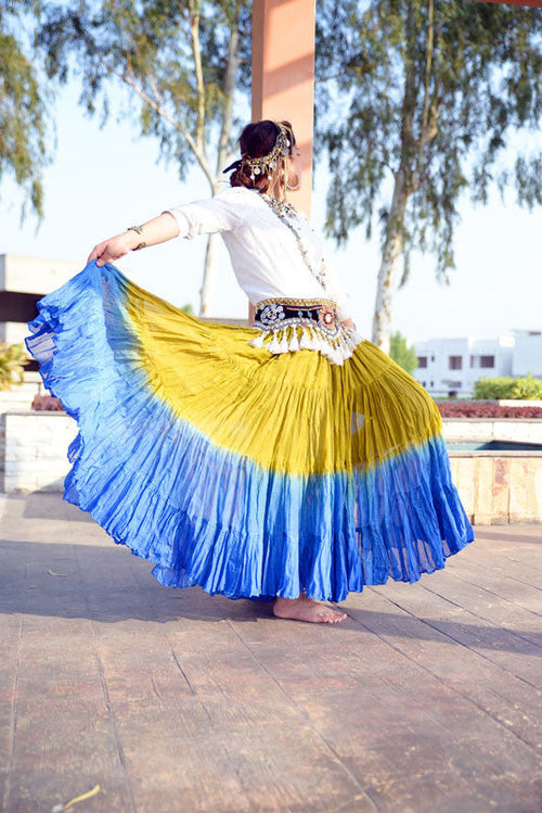 2 tone skirt lemon/blue