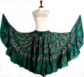 Block  Printed Skirt plus Embroidered With Mirror Green