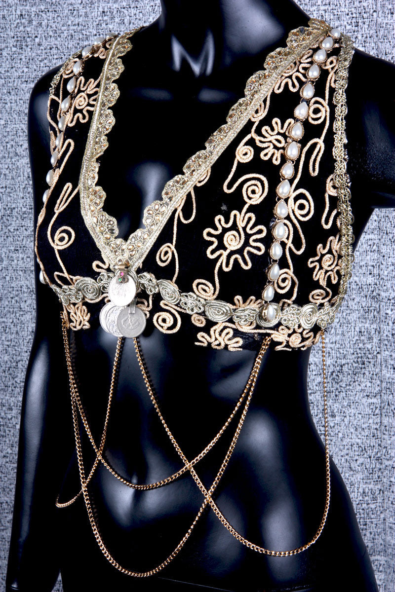 Halter Top Black/Gold
