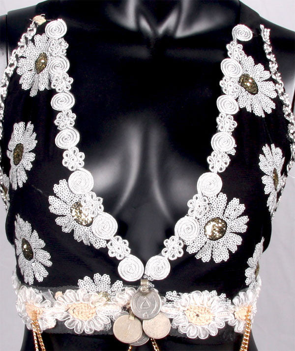 Halter Top Black/White/Gold