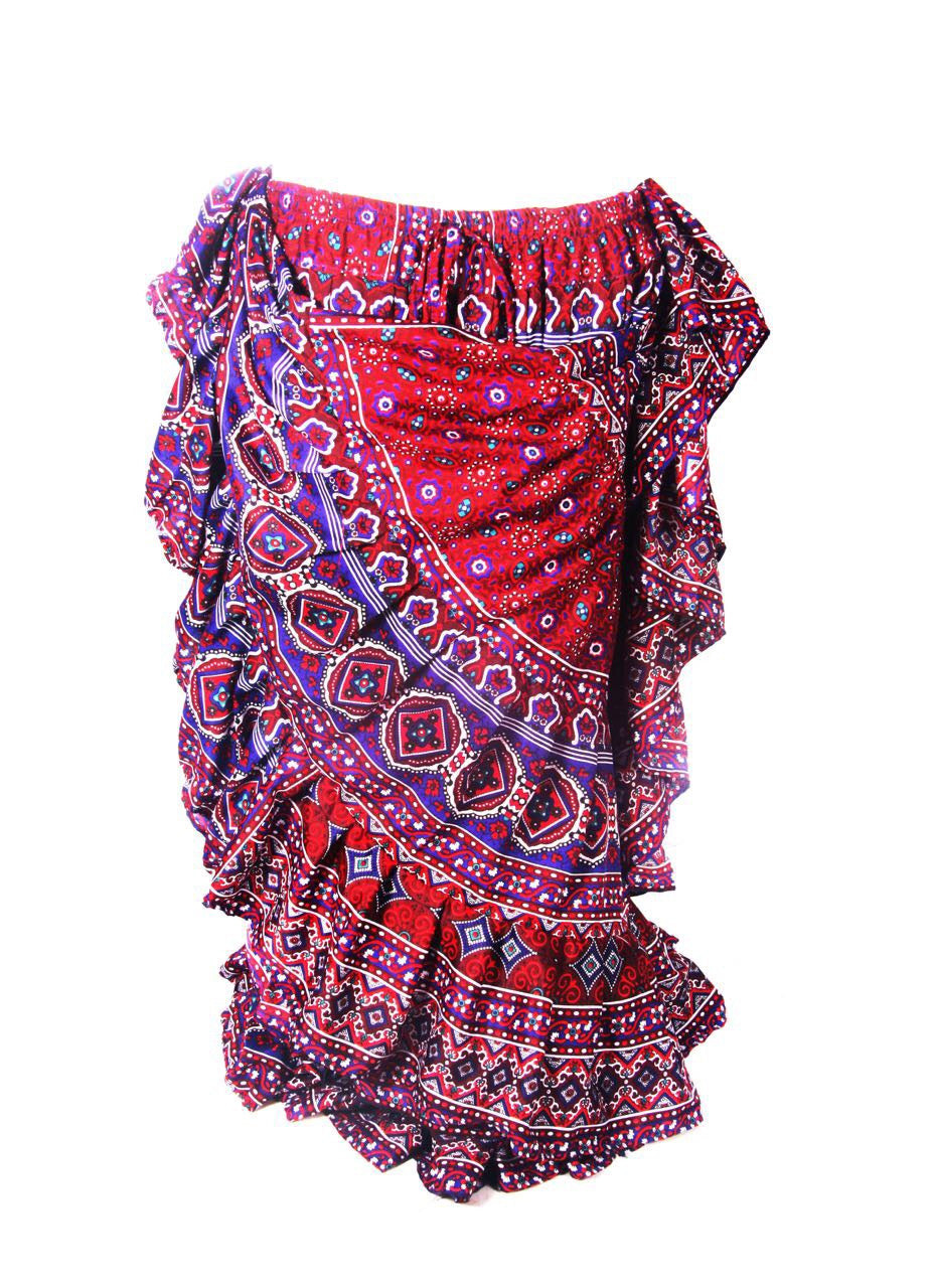 Hyderabadi design skirt Blue/Burgundy