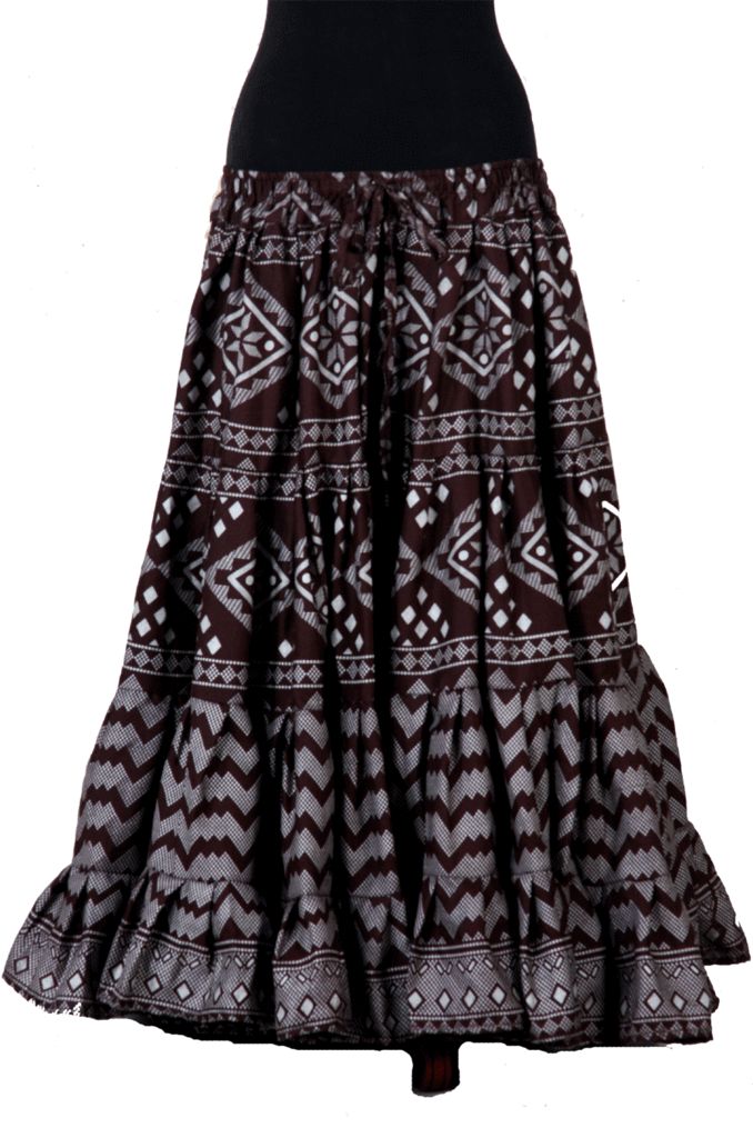Block print assuit skirt brown/silver in polyester