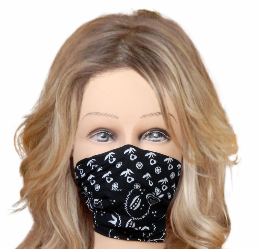 Face cloth mask black white