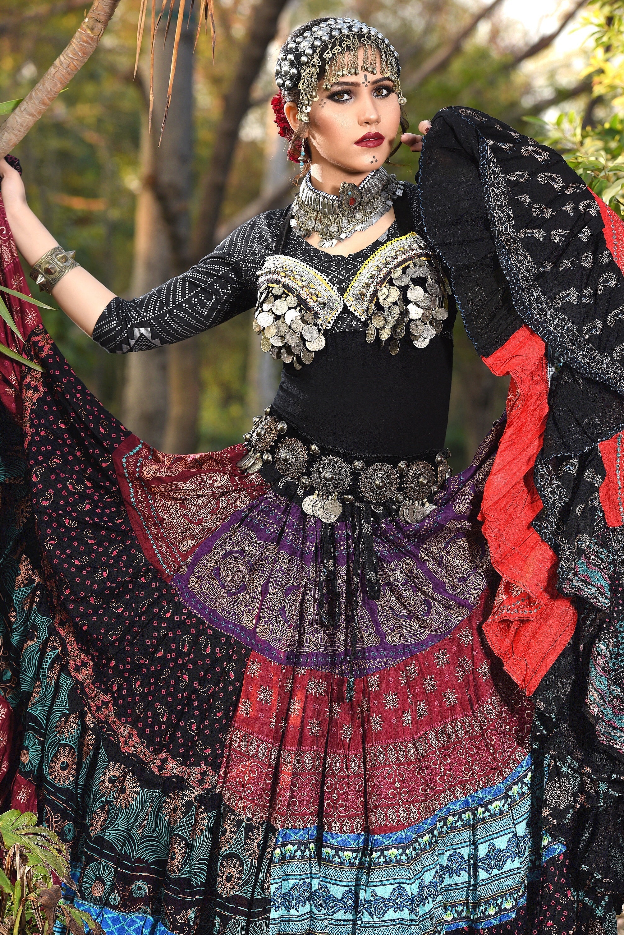 Block print patchwork skirt WLS