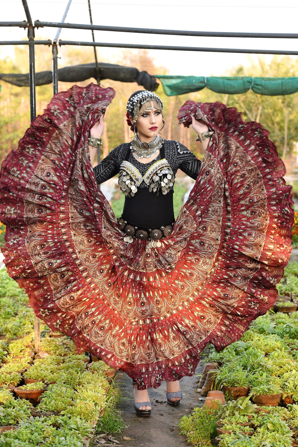 Block print skirt burgundy beauty WLS