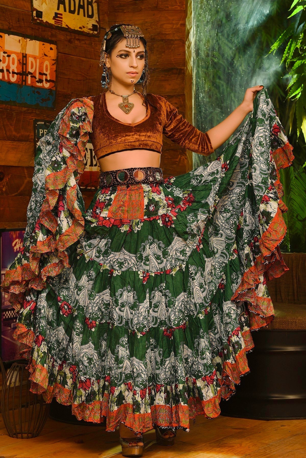 Digital print Skirt green forest WLS