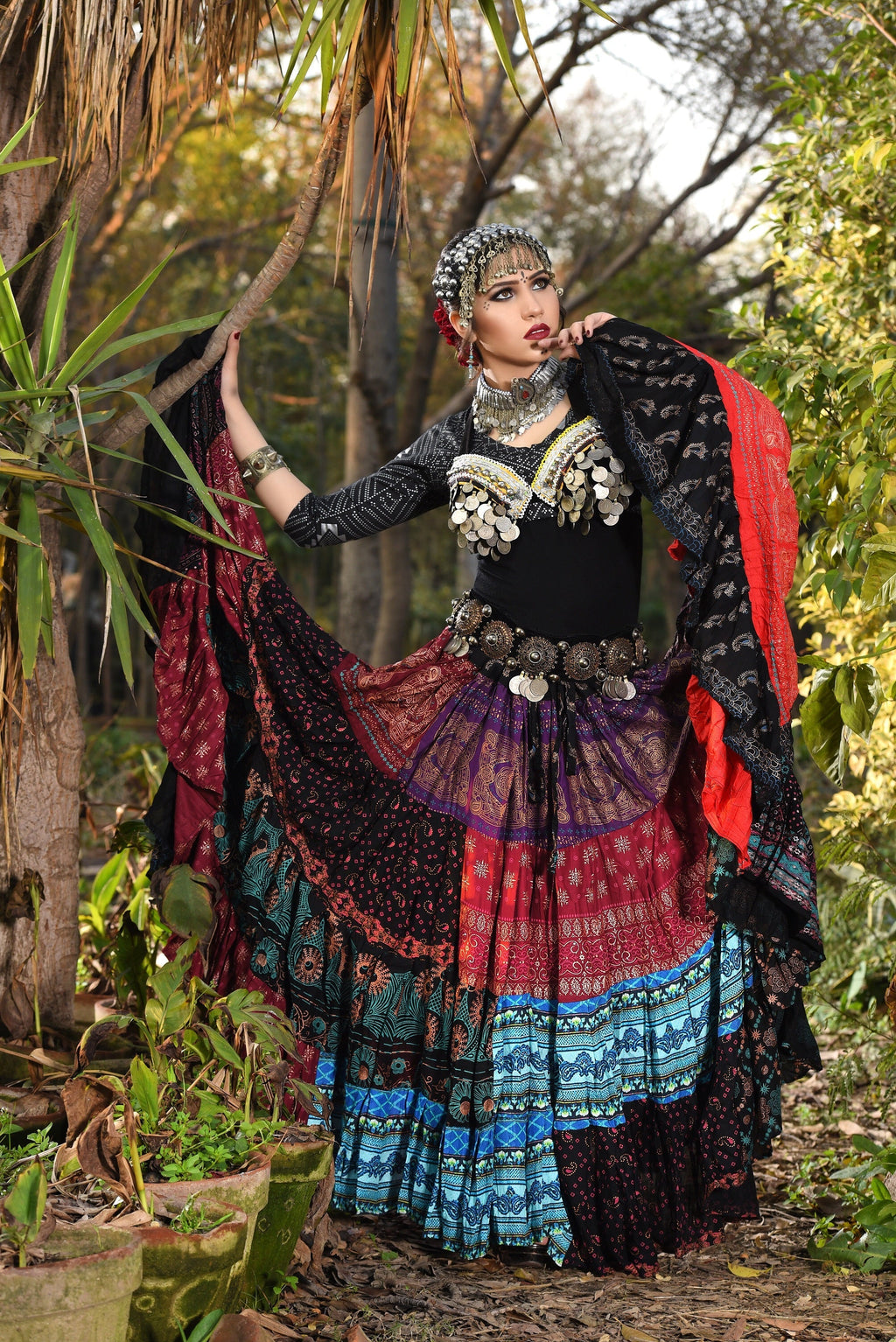 Block print patchwork skirt WLS