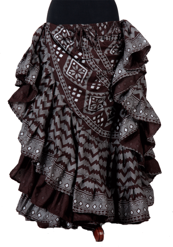 Block print assuit skirt brown/silver in polyester