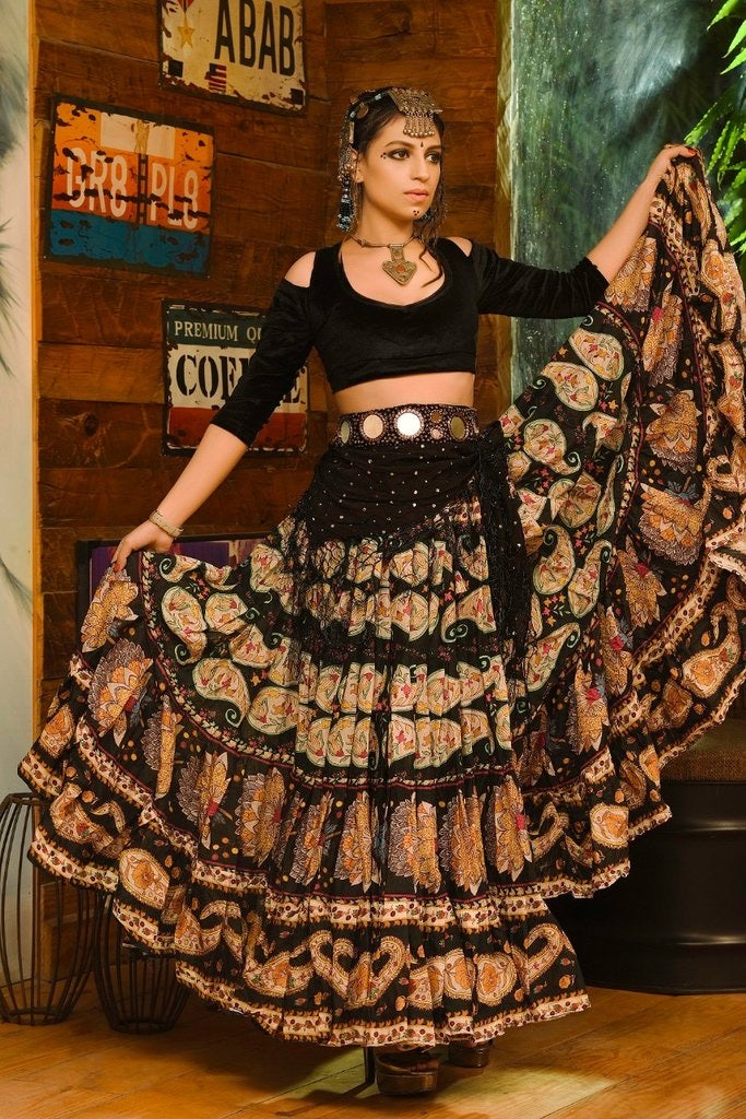 Digital print Skirt Black masti