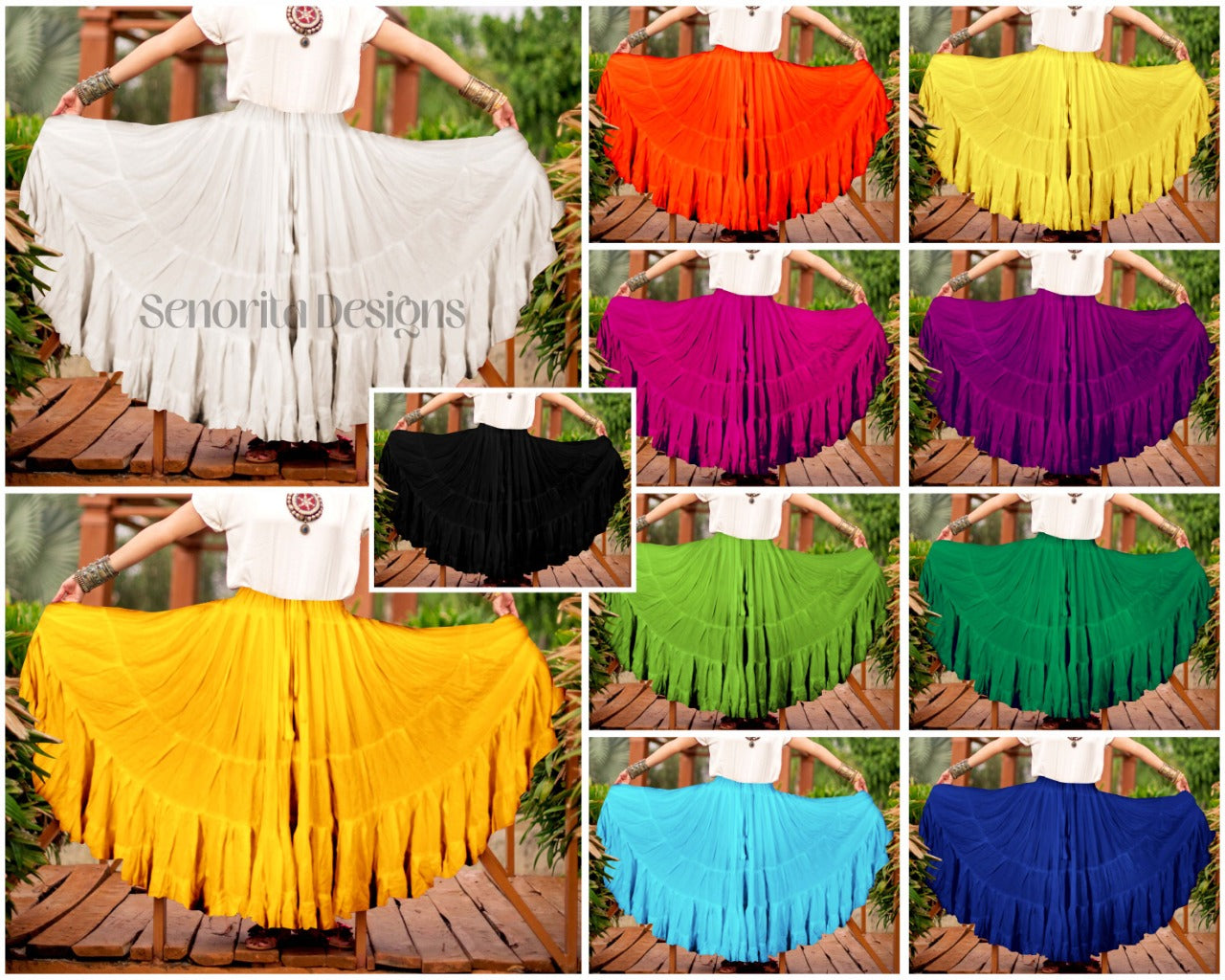 Solid color Skirt white 100% cotton WLS