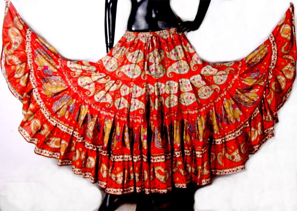 Digital Printed Skirt orange paisley WLS