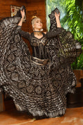 Block print Assuit pattern skirt Black/Silver Design #2 WLS