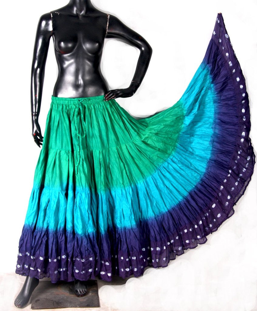Wow Sari Bindi border Skirt green/turquoise/blue WLS