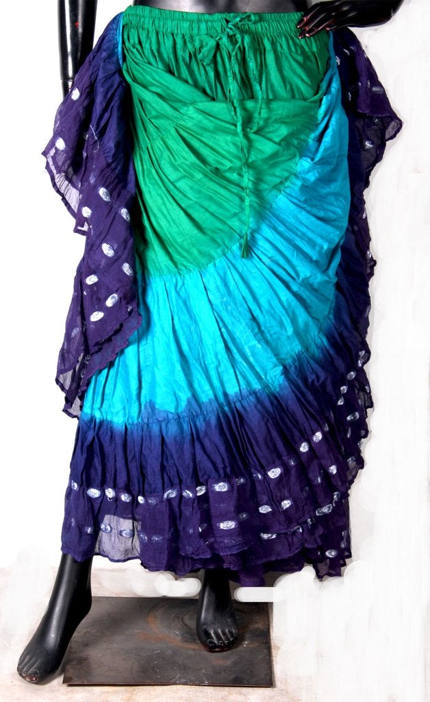 Wow Sari Bindi border Skirt green/turquoise/blue WLS