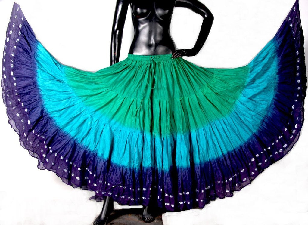 Wow Sari Bindi border Skirt green/turquoise/blue WLS