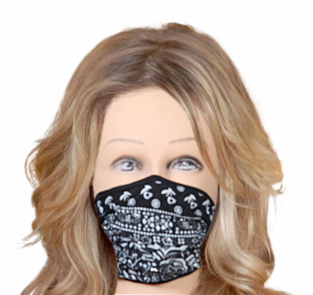 Face cloth mask black white