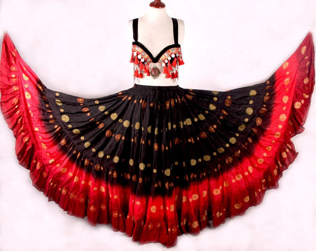 Jaquard bindi Skirt Black Red burgundy